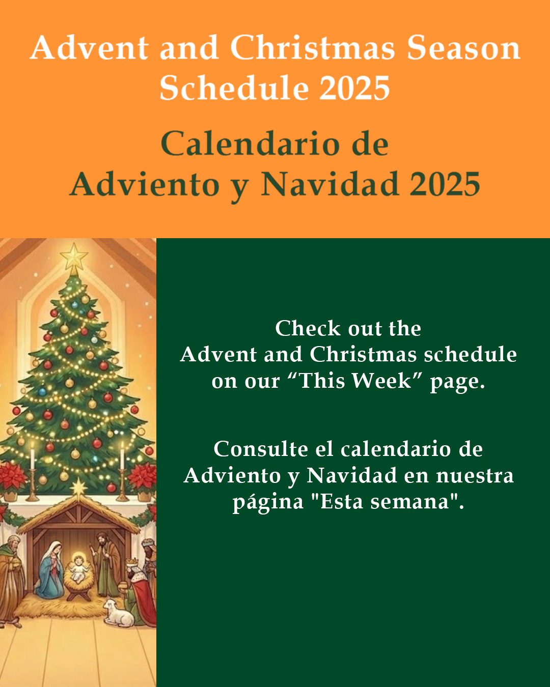 Advent and Christmas Season Schedule 2025                                                                                                                                                                                                                                                                   