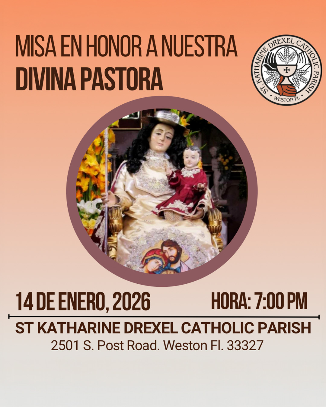 Misa en honor a Nuestra Divina Pastora                                                                                                                                                                                                                                                                      