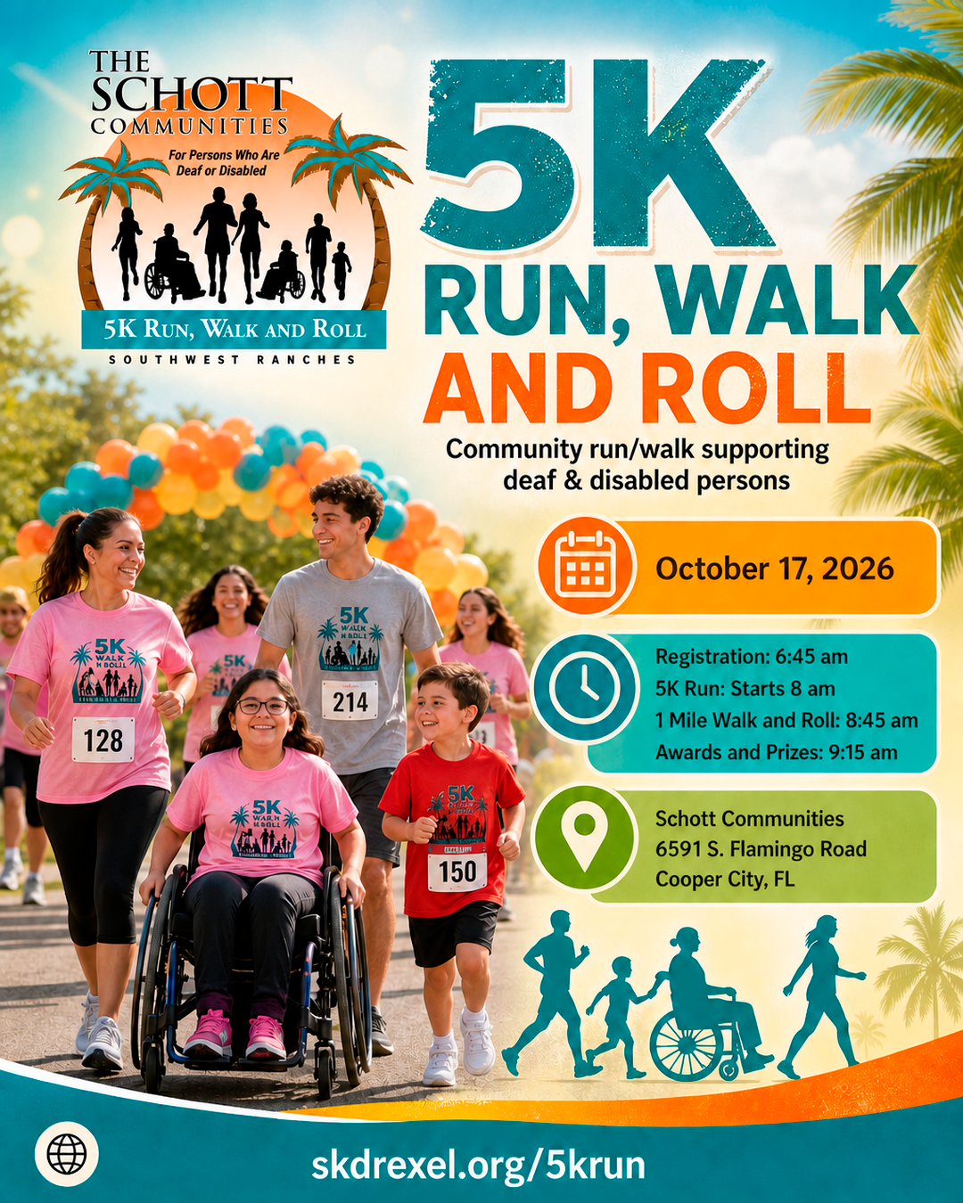 Carrera, caminata y patinaje de 5 km de Schott Communities